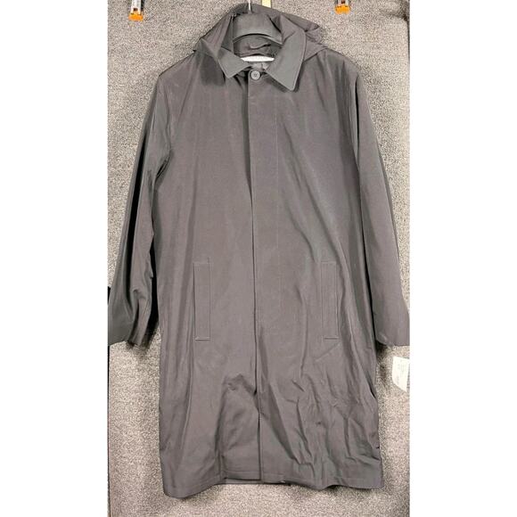 Twinhill Coat Mens 36R Black Hooded Fly Front Thinsulate Lined Overcoat Jacket - Picture 2 of 11